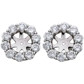 1 1/2ct Diamond Halo Earring Studs Jackets White Gold  (6-6.7mm)