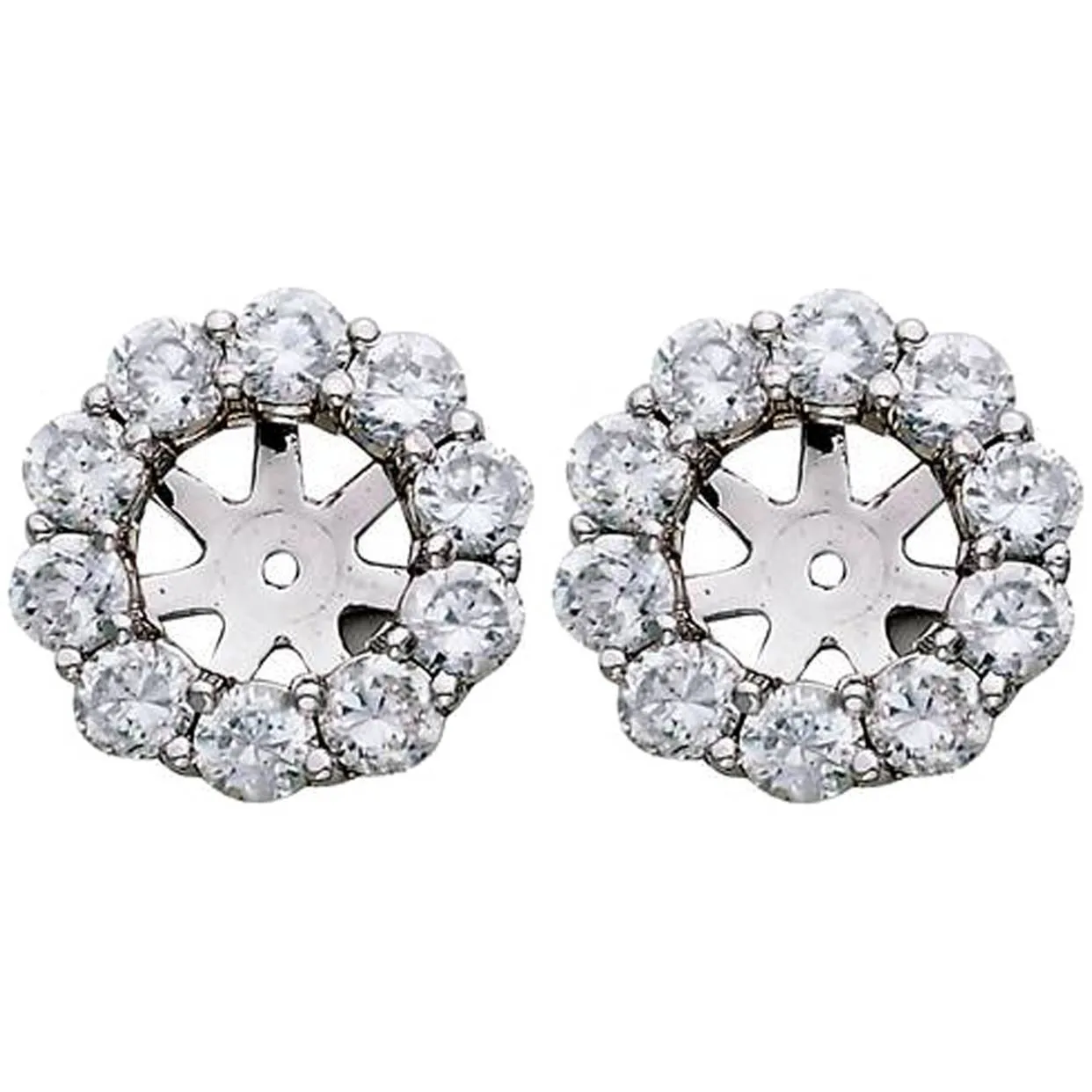 1 1/2ct Diamond Halo Earring Studs Jackets White Gold  (6-6.7mm)