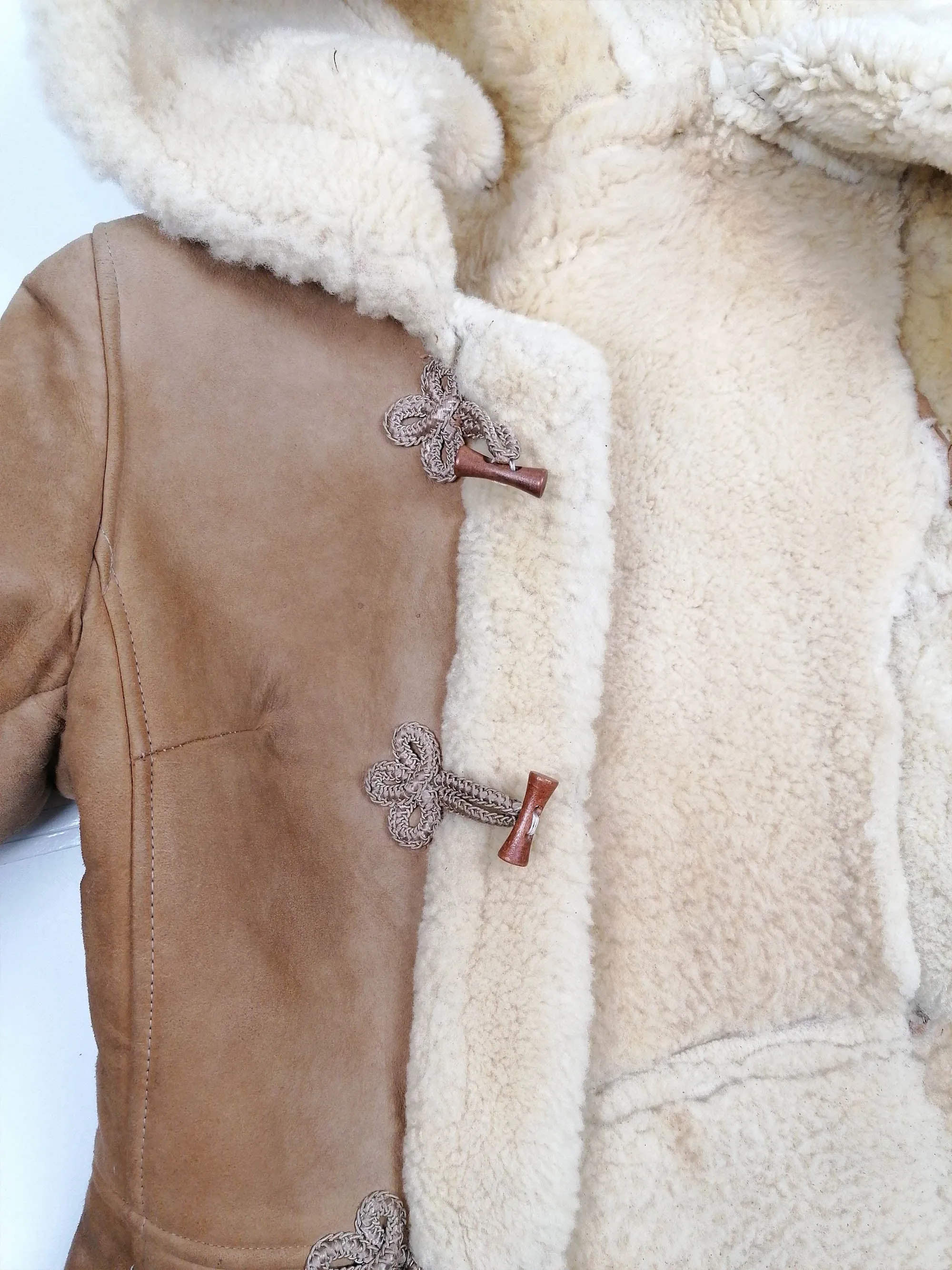 Vintage 70s-80s Penny Lane Faux Shearling Hooded Coat - XXS/XS