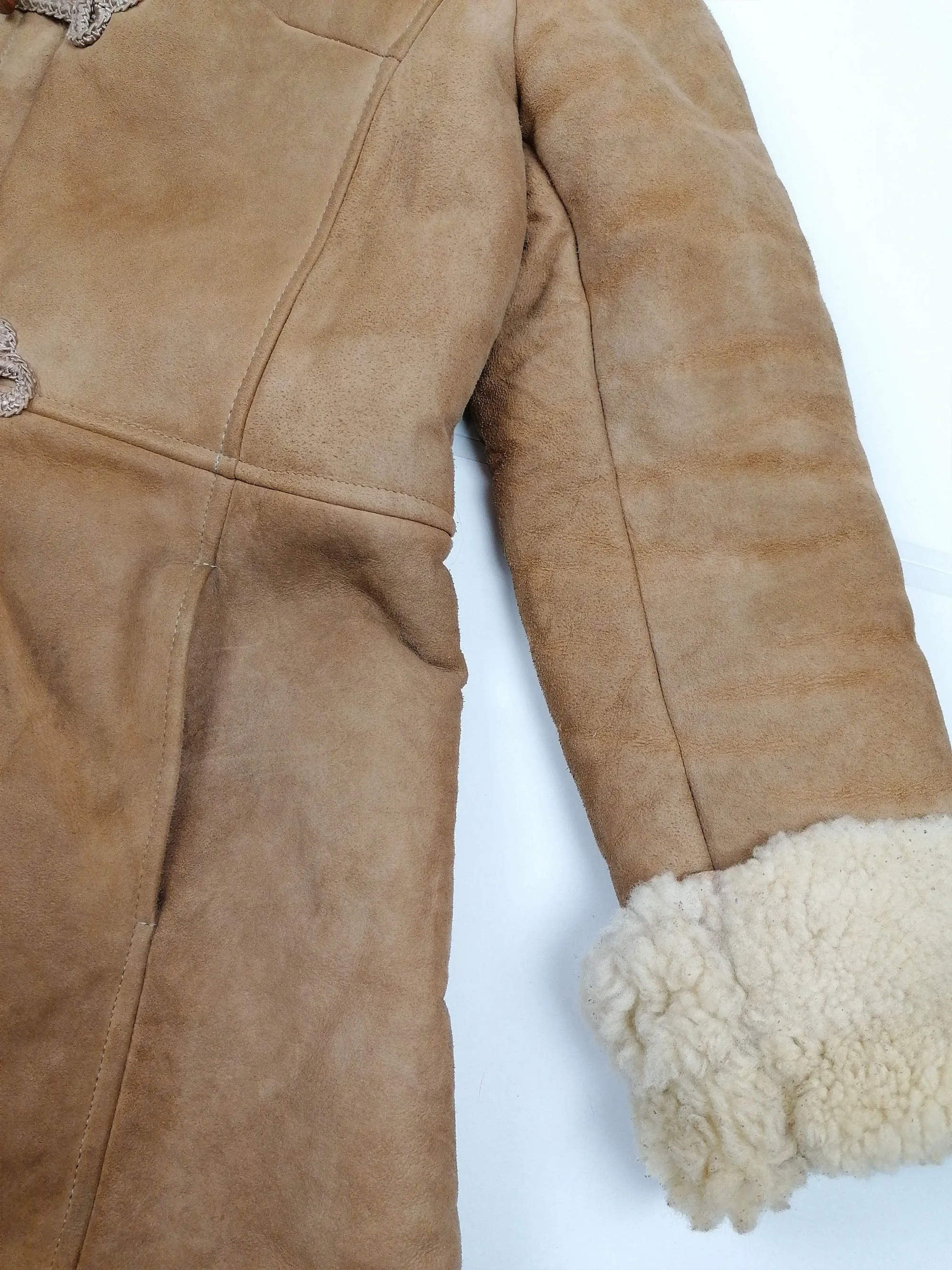 Vintage 70s-80s Penny Lane Faux Shearling Hooded Coat - XXS/XS