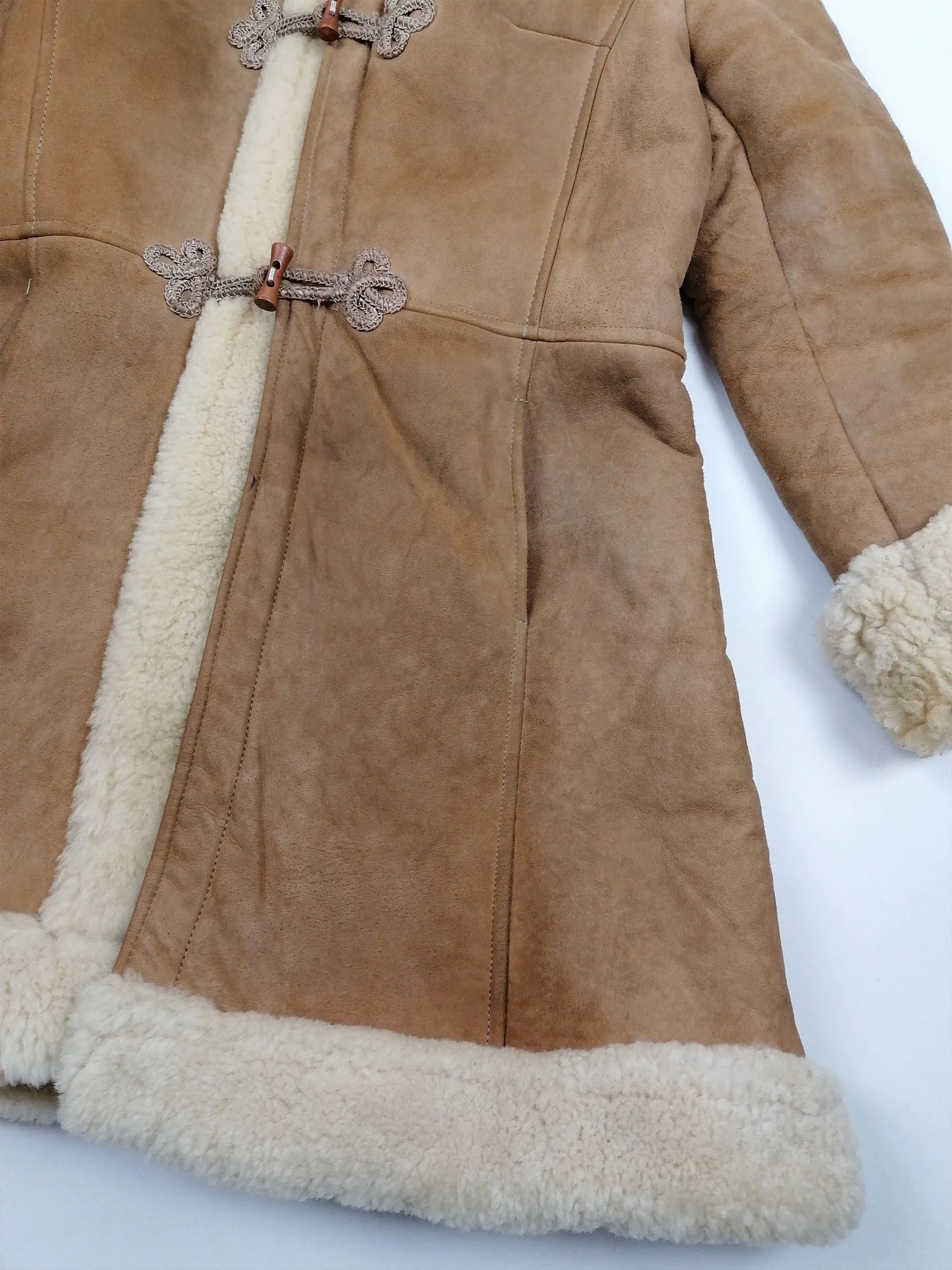 Vintage 70s-80s Penny Lane Faux Shearling Hooded Coat - XXS/XS