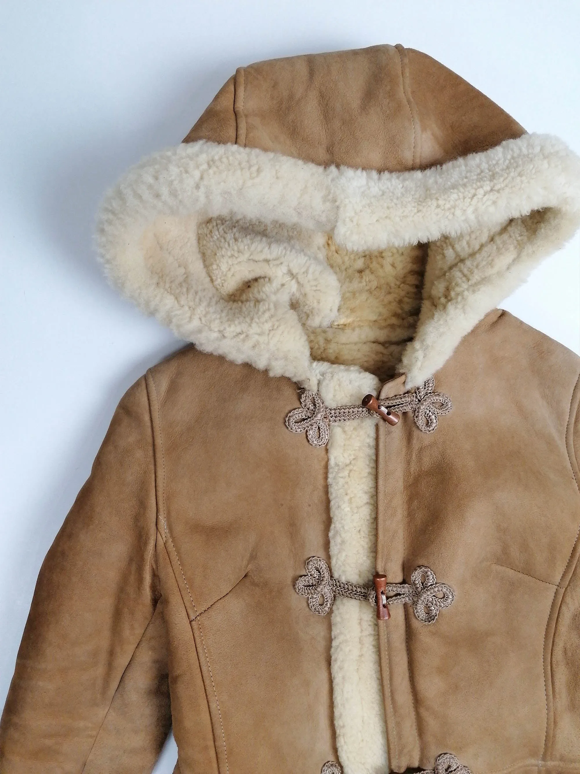 Vintage 70s-80s Penny Lane Faux Shearling Hooded Coat - XXS/XS