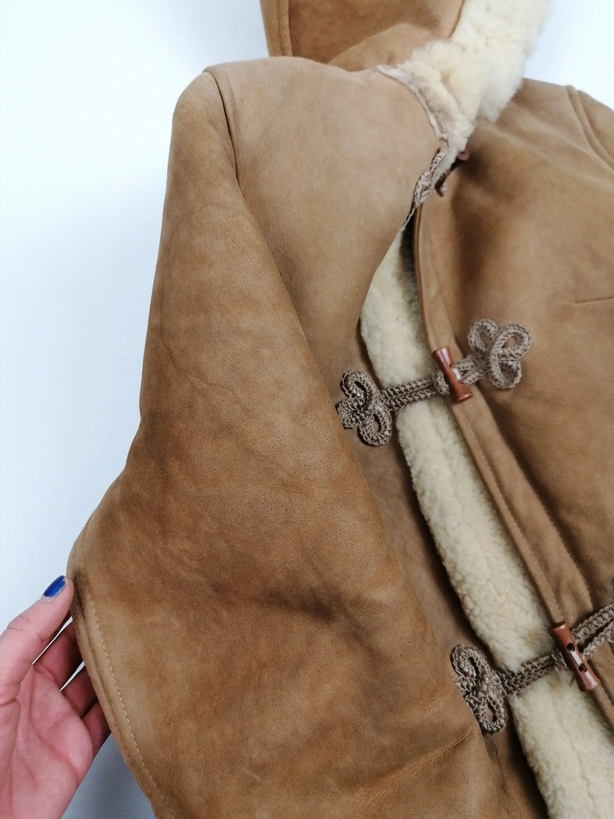 Vintage 70s-80s Penny Lane Faux Shearling Hooded Coat - XXS/XS