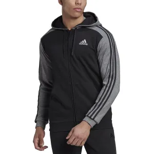 Adidas Mens French Terry Striped Trim Hooded Sweatshirt