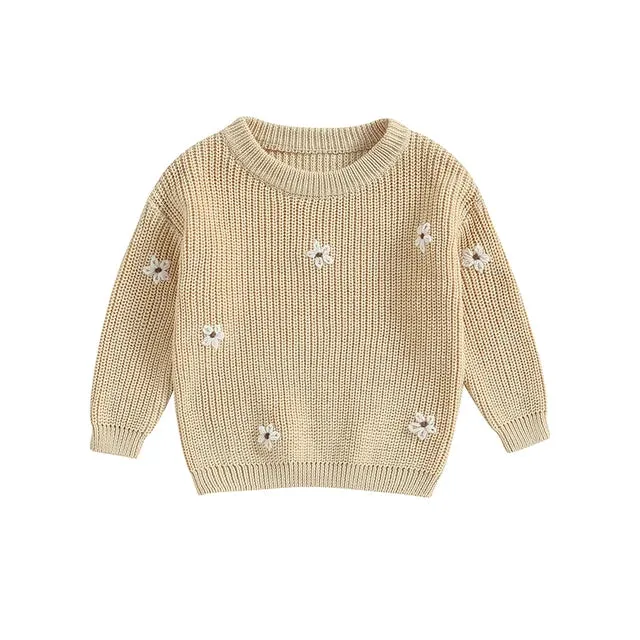 Baby/Little Kids Sweater - Beige Floral Accent