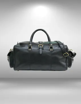 Black Leather Cowhide Weekender Bag