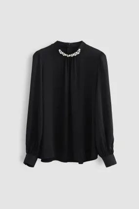 Black Pearl Mock Neck Top