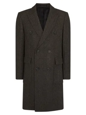 Brown Herringbone Vintage Style Wool Overcoat