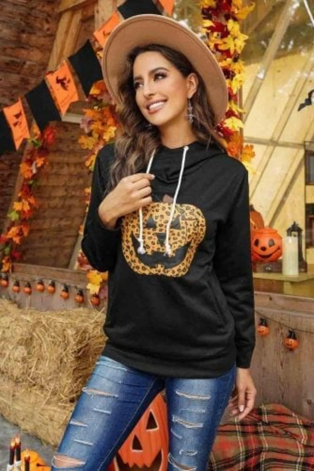 Cowl Pumpkin Hoodie Sweater