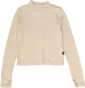 Cream L/S Mock Neck Top