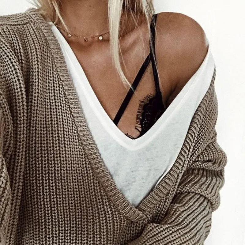 Deep V Neck Sweater