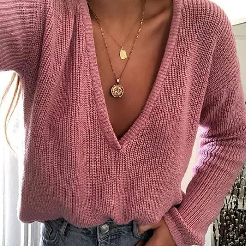 Deep V Neck Sweater