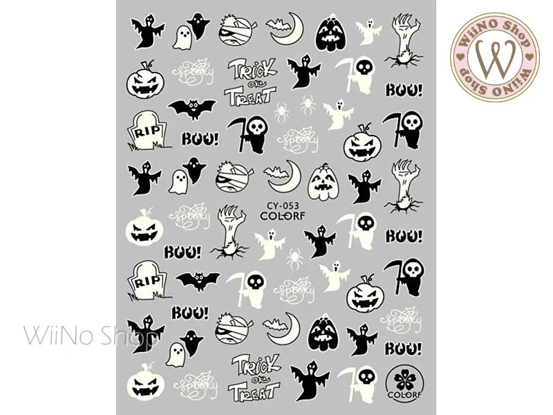 Glow in the Dark Halloween Adhesive Nail Art Sticker - 1 pc (CY-053)