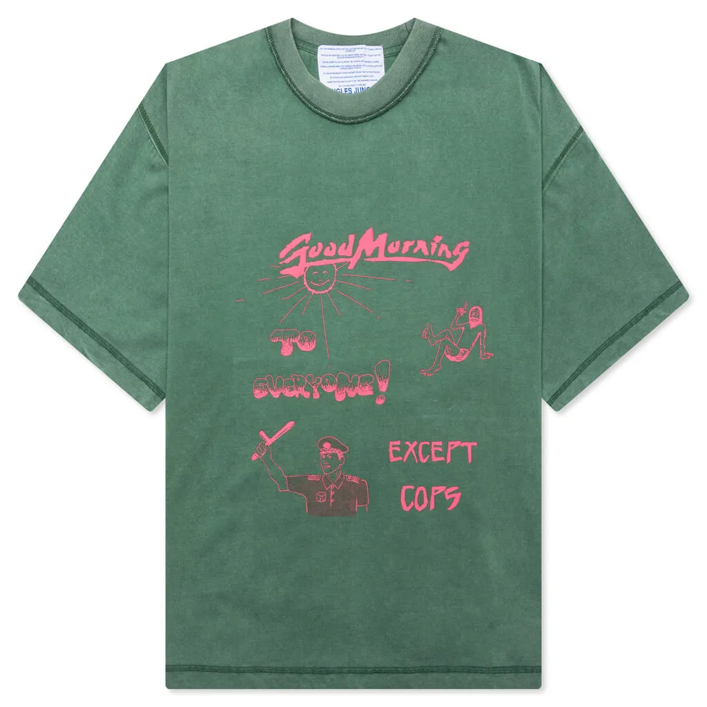 Good Morning Cops Vintage Wash Tee - Washed Green