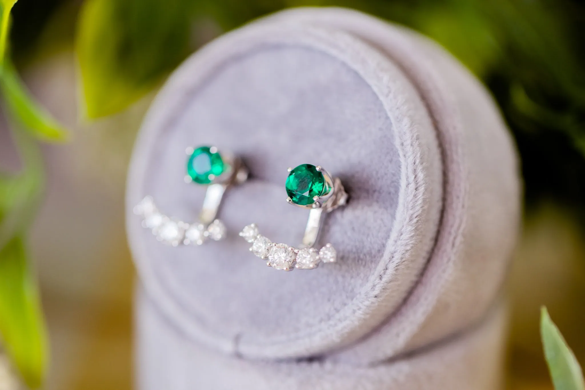 Green Gorgeous Gift Set: 1 Pair of Earrings & 2 Earring Jackets