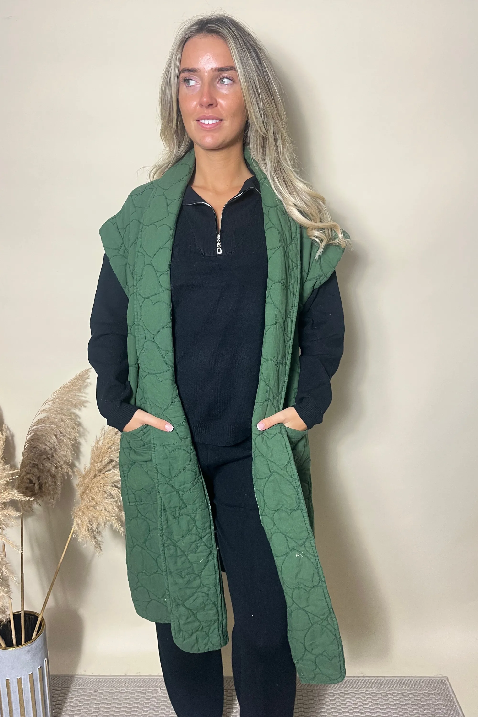 Green Heart longline waist coat