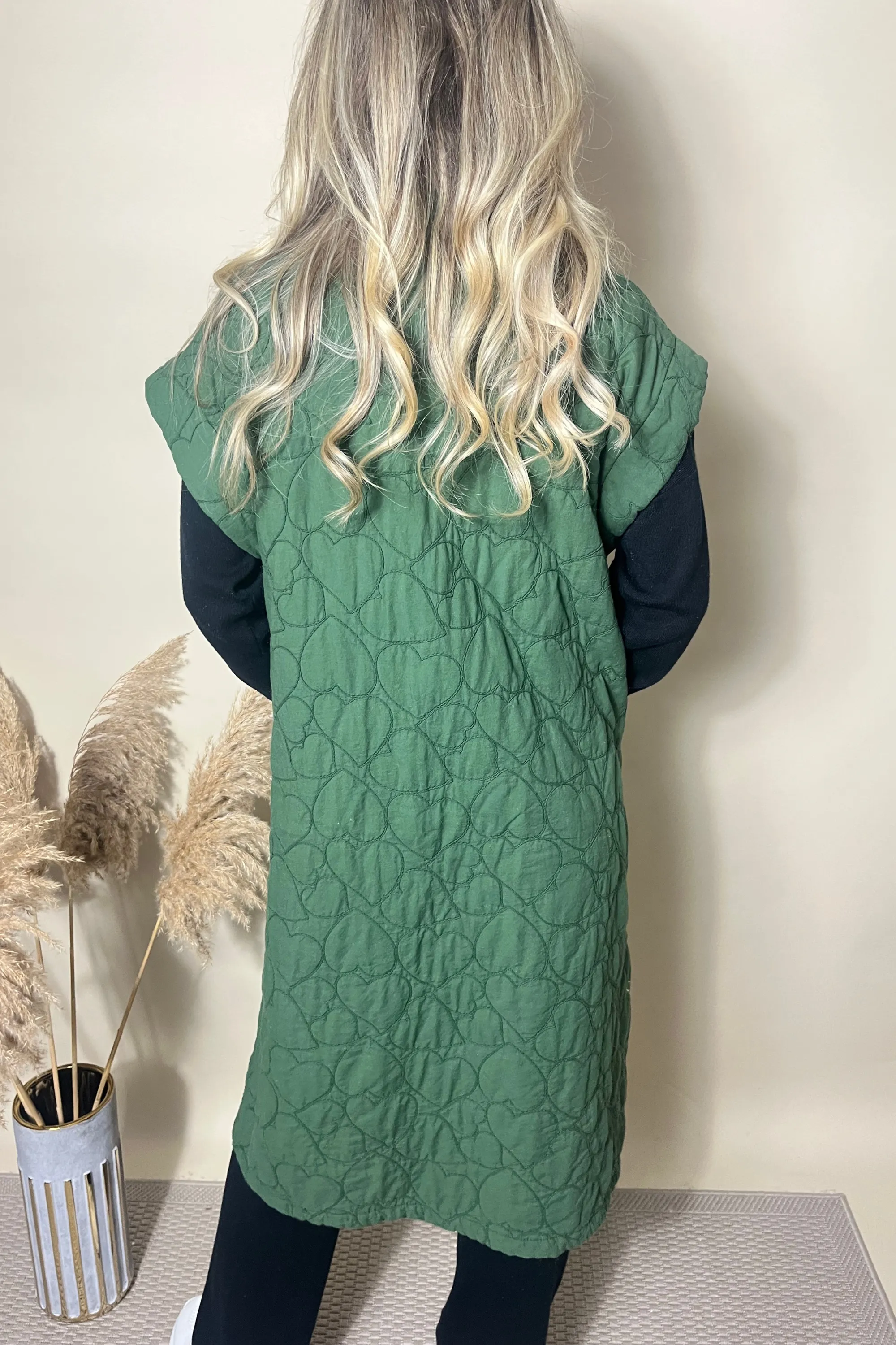 Green Heart longline waist coat