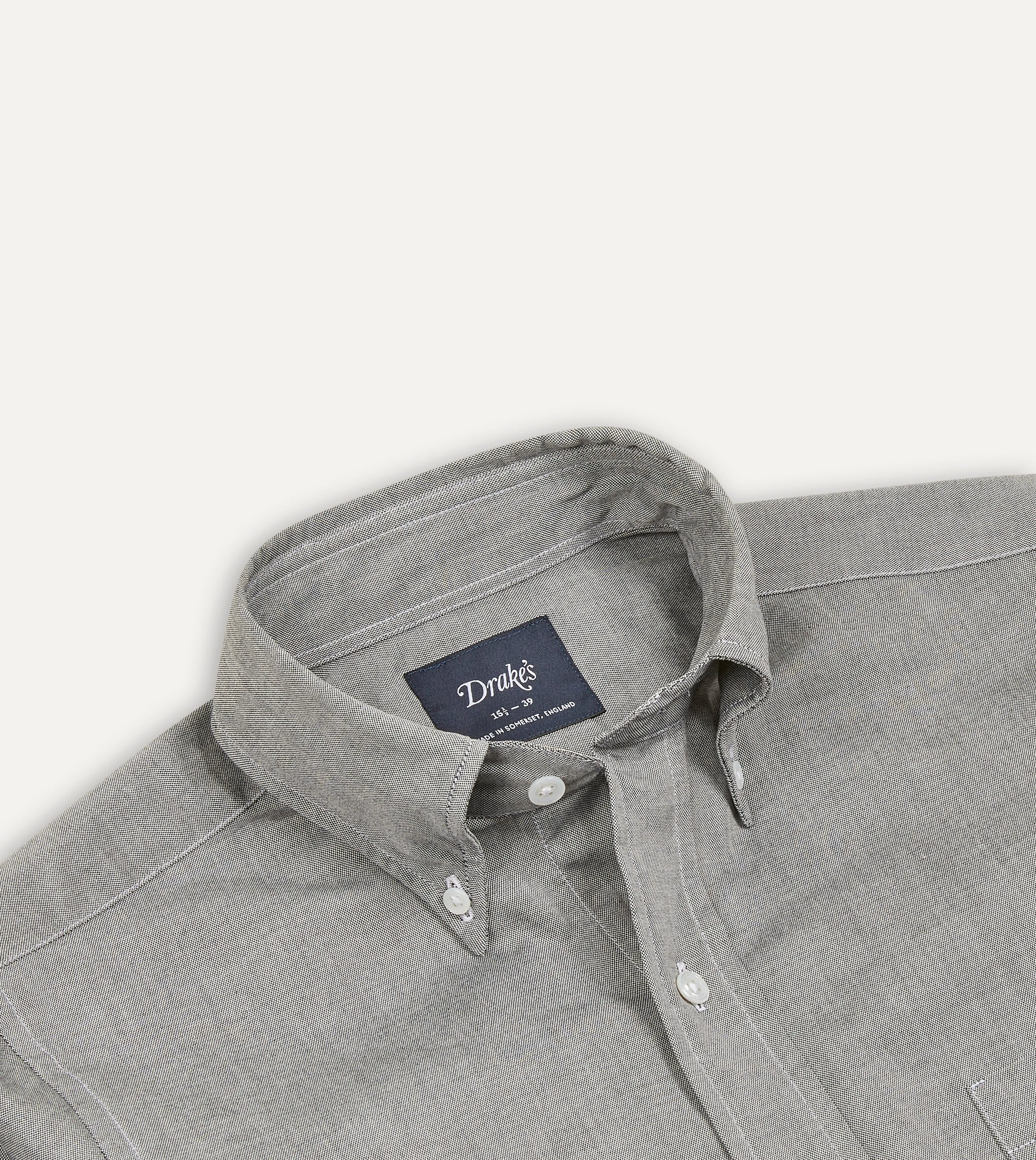 Grey Pinpoint Oxford Cotton Cloth Button-Down Shirt