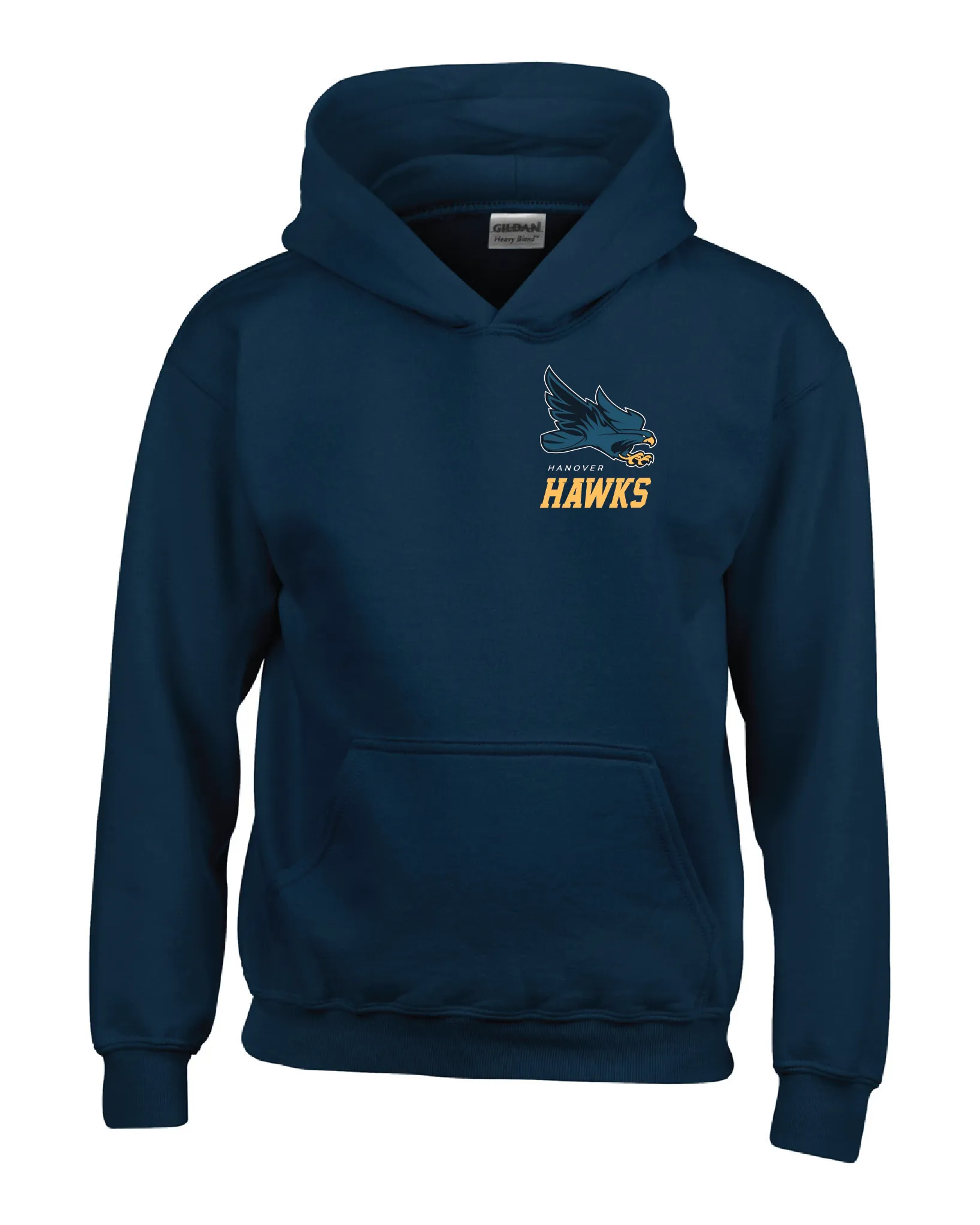 Hanover Navy Hoodie - Flying Hawk Full Front/Left Chest