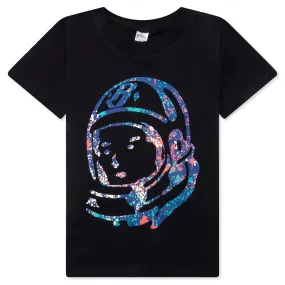 Optimized Title: Youth Black Short Sleeve T-shirt with BB Helmet Design