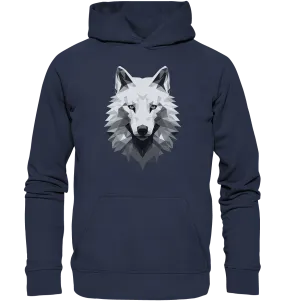 Kinder Hoodie mit Wolfmotiv "Polygon Weißer Wolf"