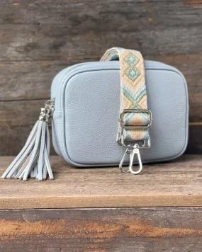 Leather Tassel Bag - Pale Blue