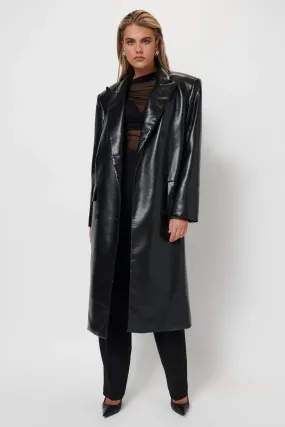 Leather Trench Coat - Black