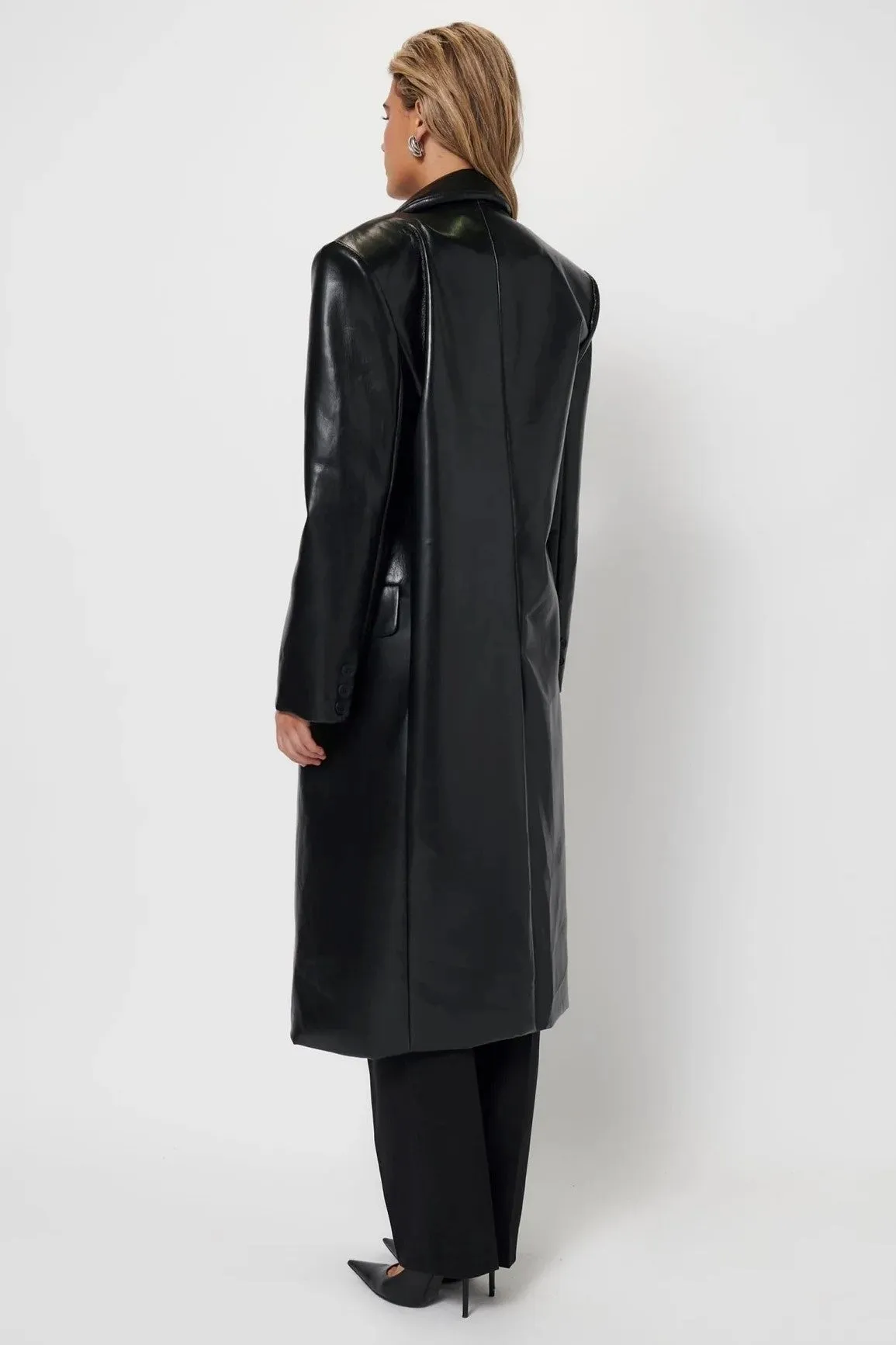 Leather Trench Coat - Black