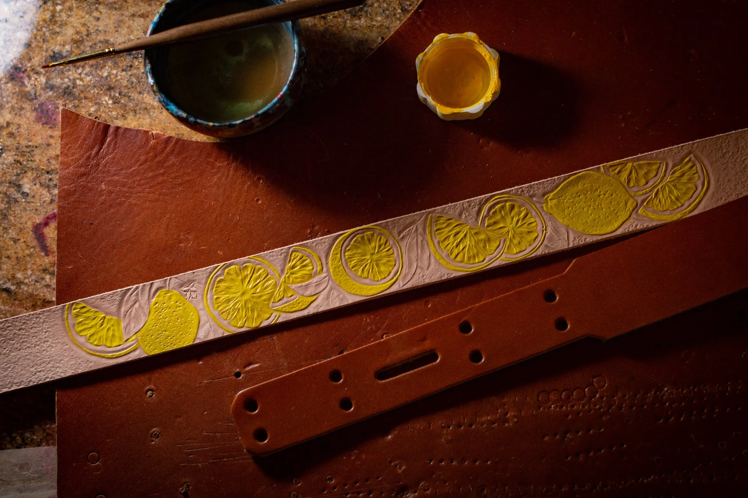 Lemon Leather Dog Collar