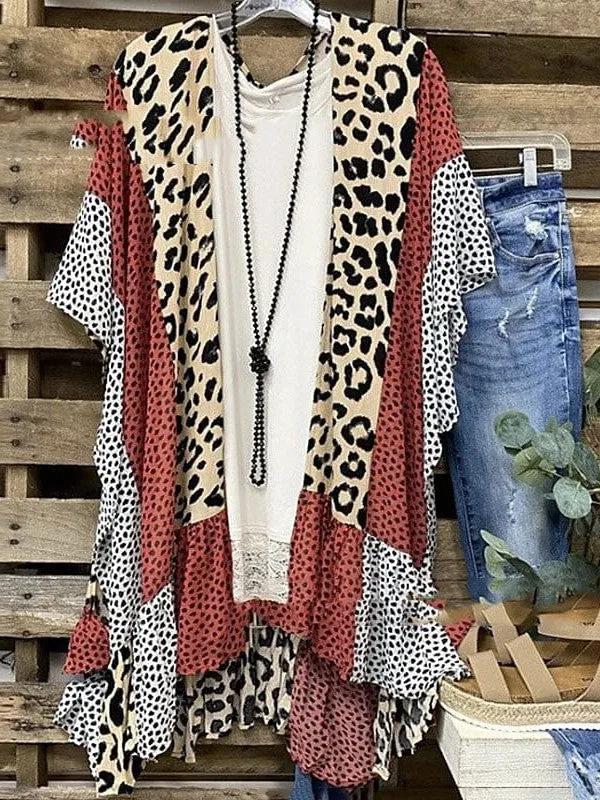 Leopard Print Long Sleeve Plus Size Coat for Women - Comfort and Durability for Spring and Fall Casual Wear