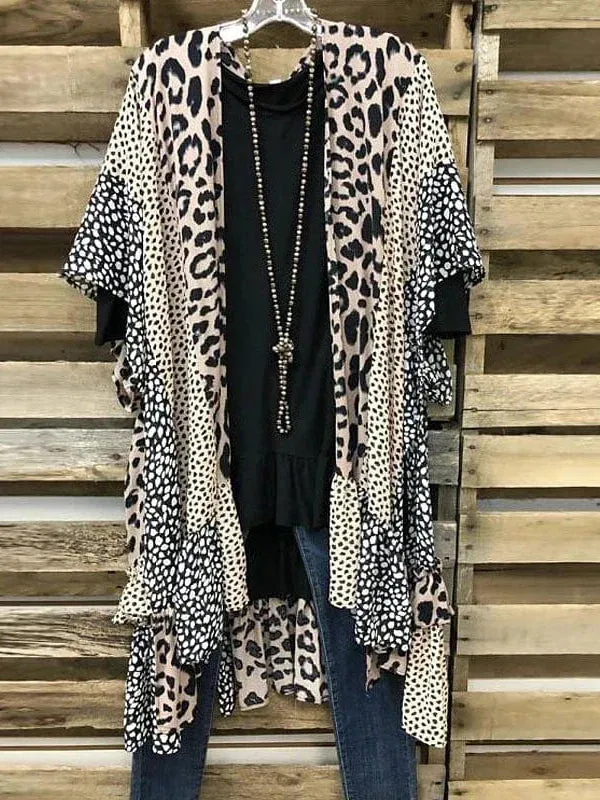 Leopard Print Long Sleeve Plus Size Coat for Women - Comfort and Durability for Spring and Fall Casual Wear