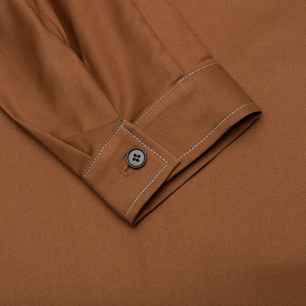 Lightweight Wool Harrington Jacket - Brown