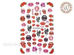 Lips Adhesive Nail Art Sticker - 1 pc (XF3385)