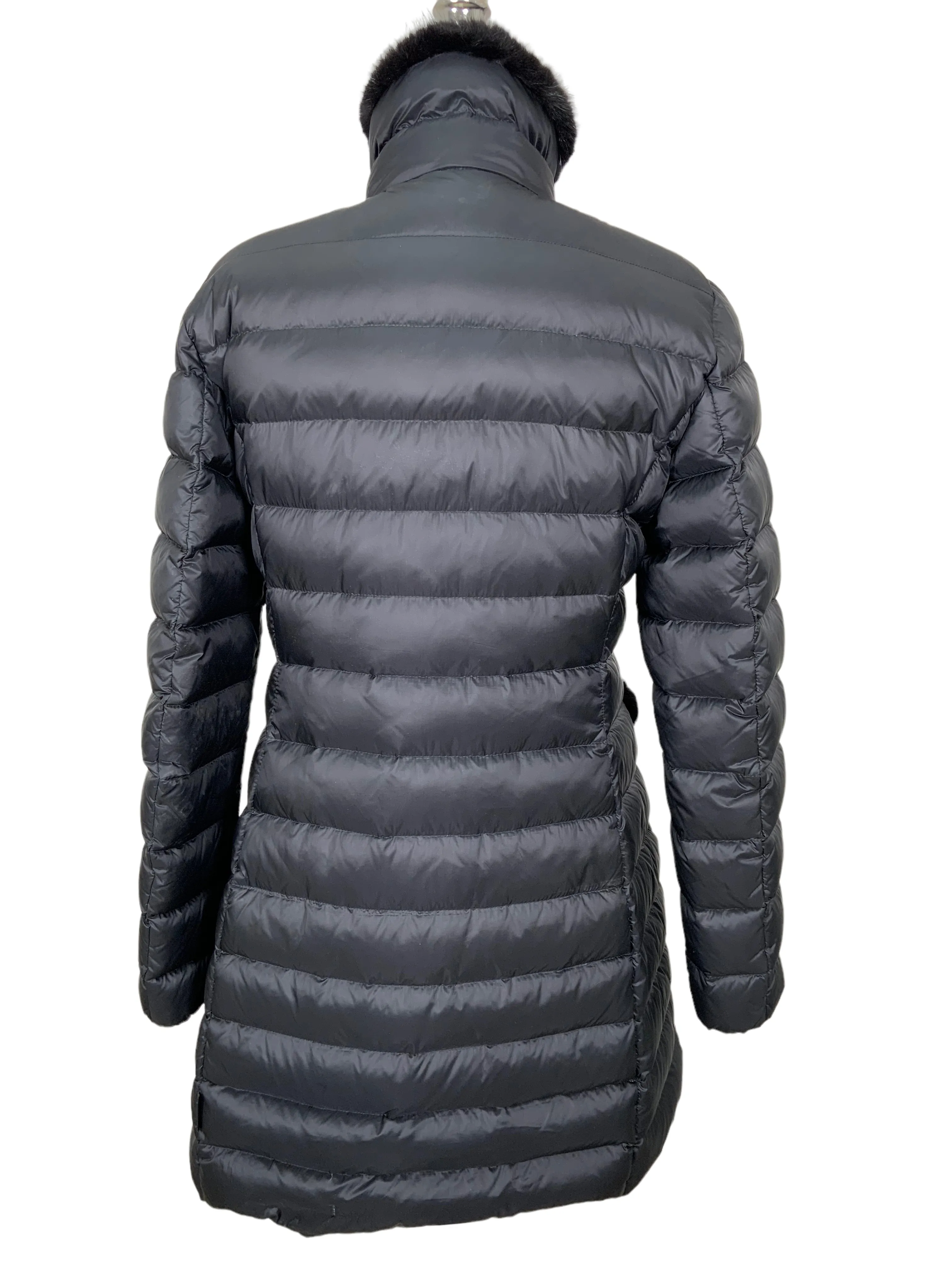 MONCLER Quilted Nylon Fur Trim Puffy Jacket Size L