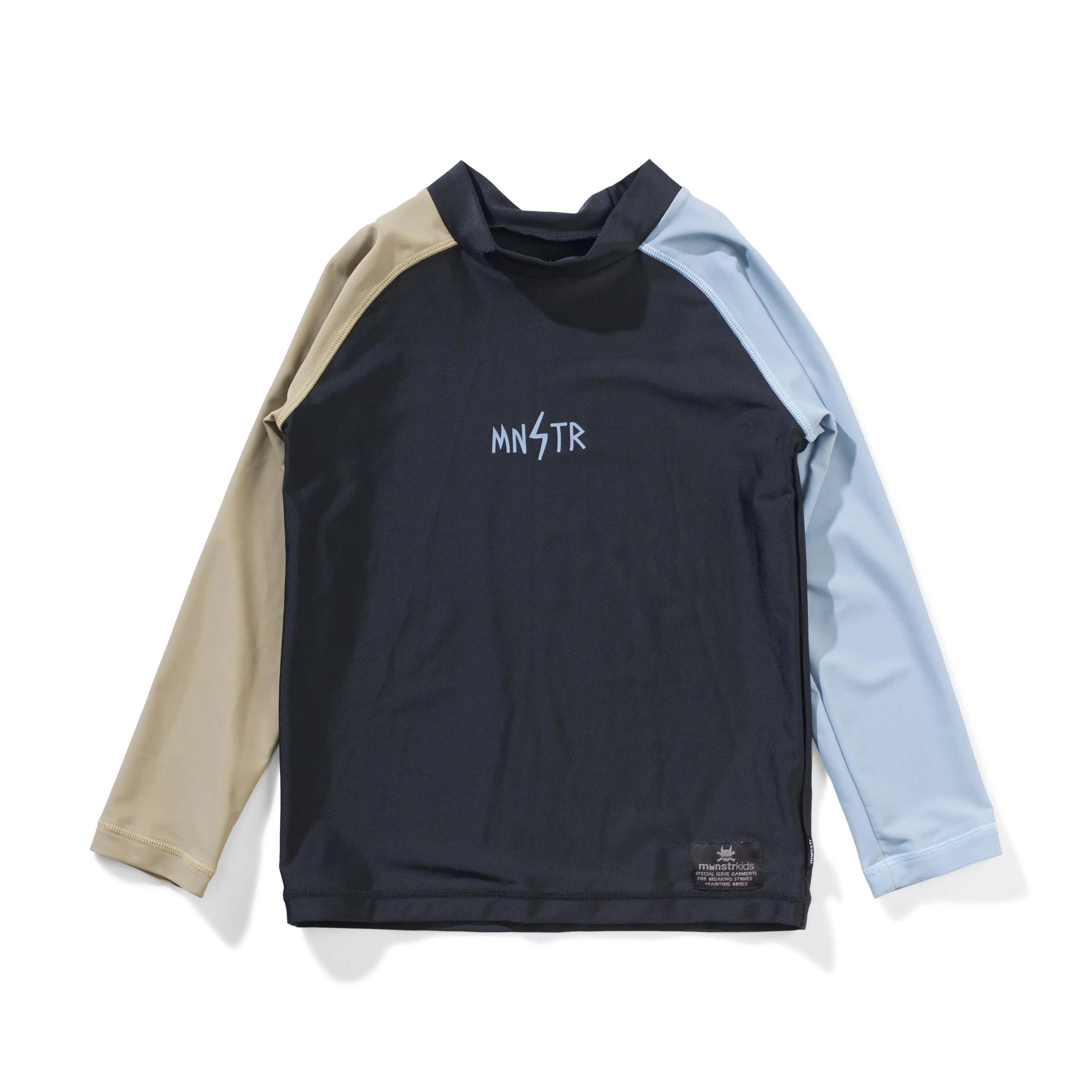 Munster Kids Logo LS Rash Shirt - Black/Blue/Olivine