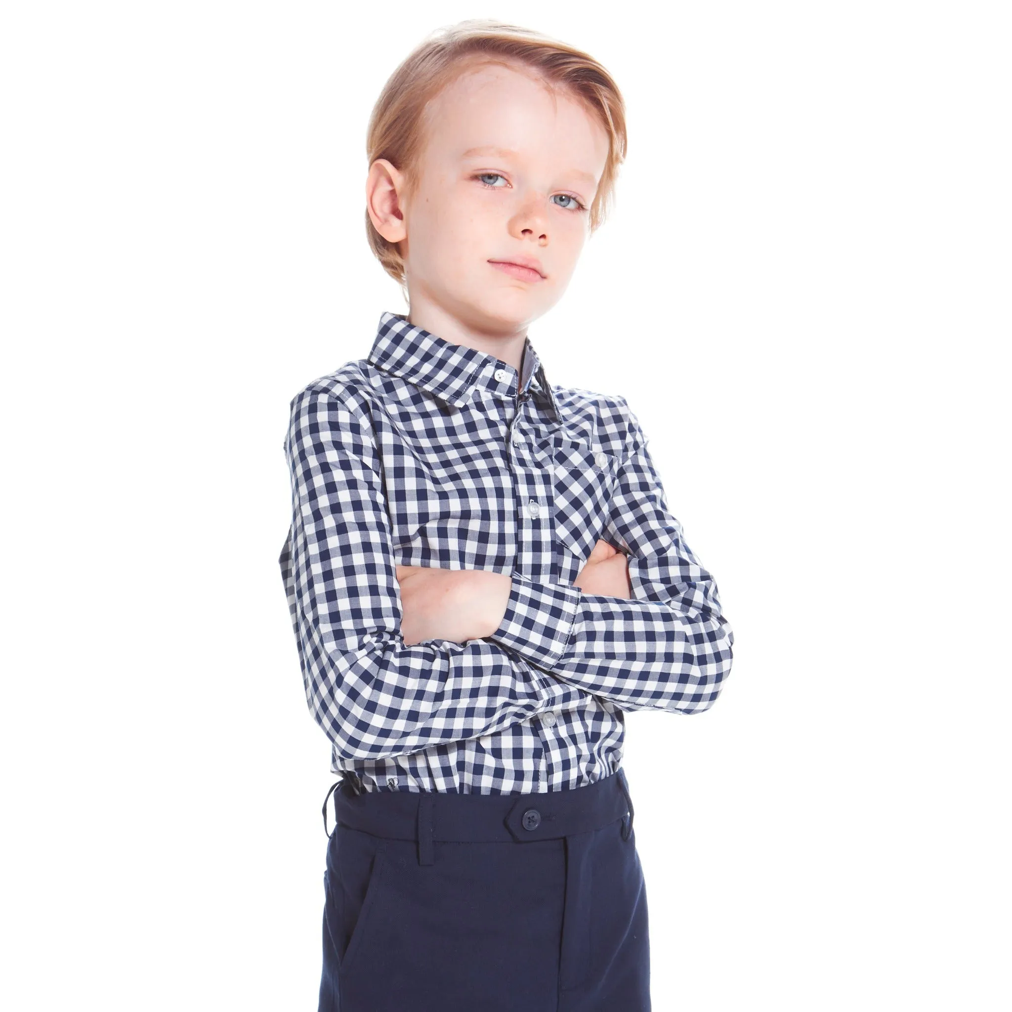 Navy Gingham Button-down