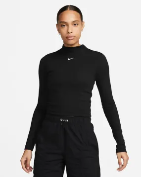 Nike Women's Long Sleeve Ribbed Mock Neck T-Shirt DV7880-010 black