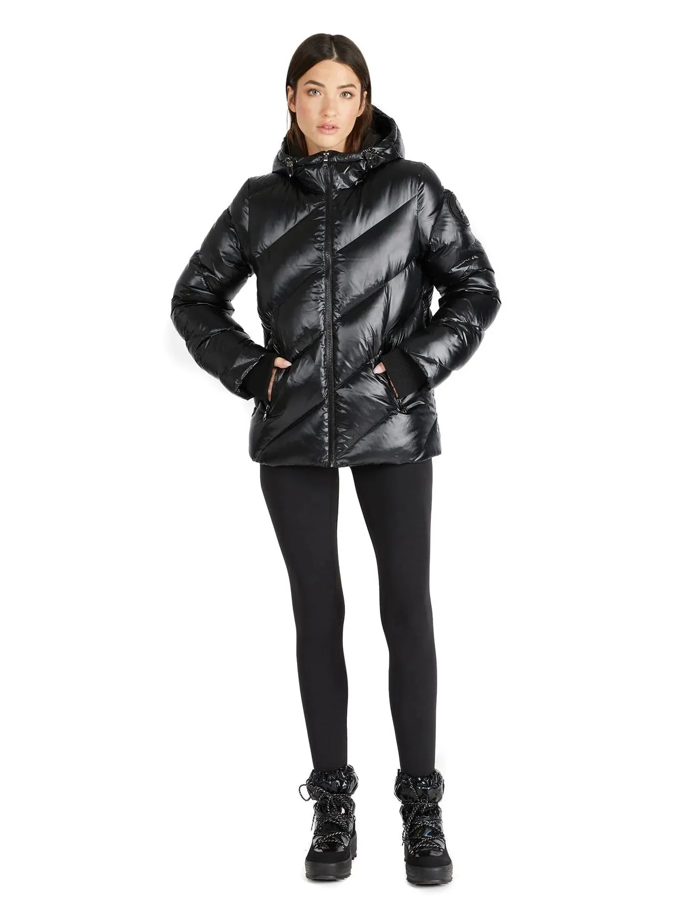 Pajar Womens Nelli Short Quilted Puffer with Fixed Hood - BLACK