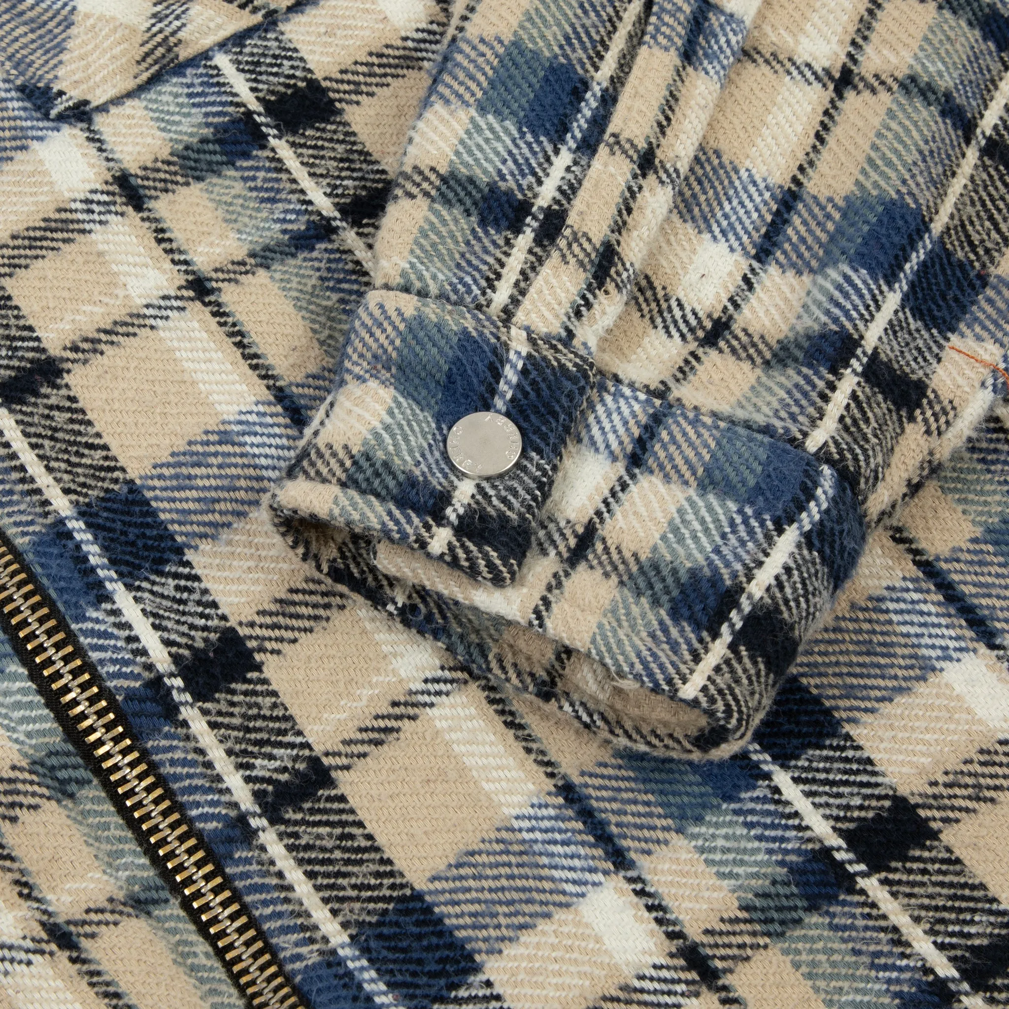 Plaid Zip Shirt Jacket (Beige)