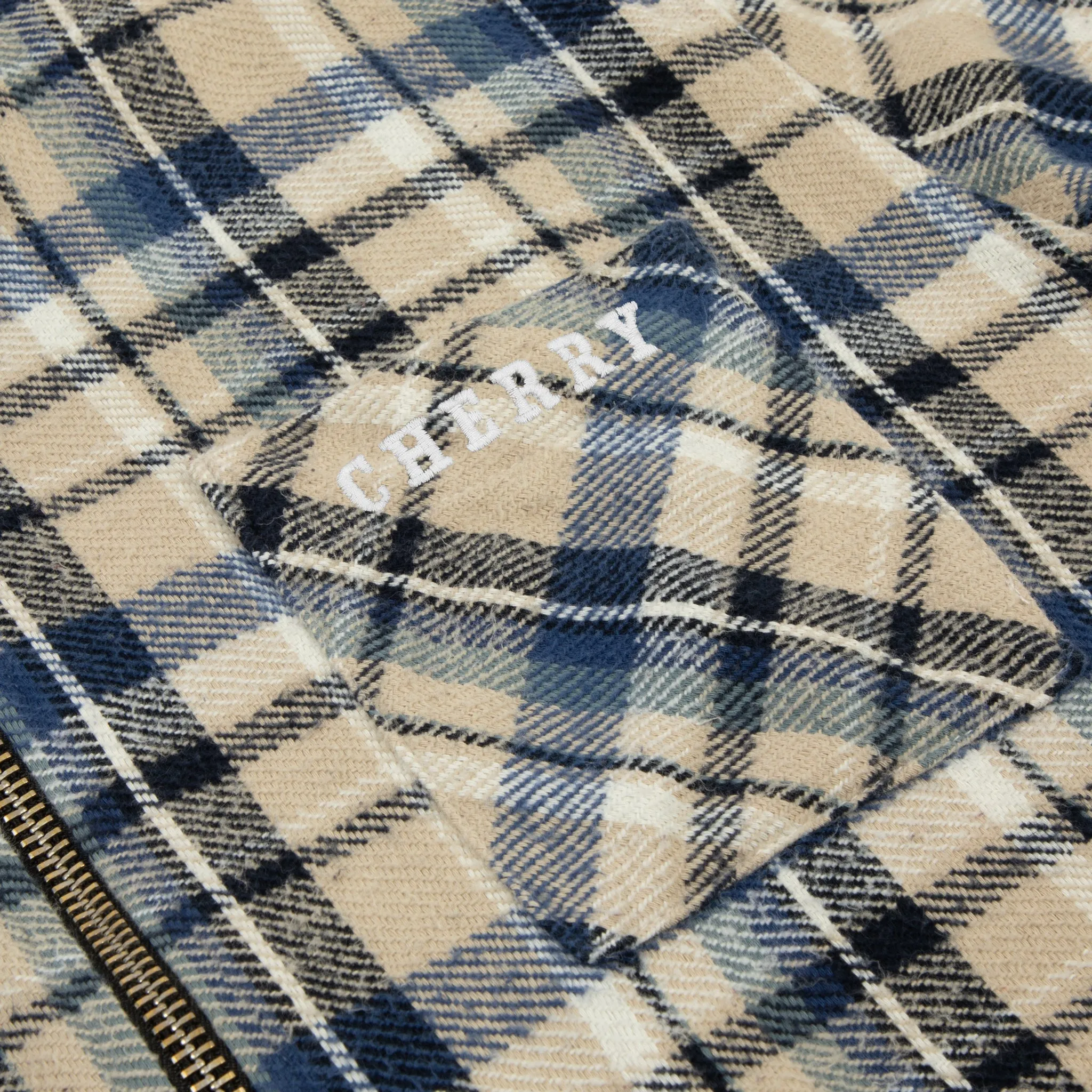 Plaid Zip Shirt Jacket (Beige)