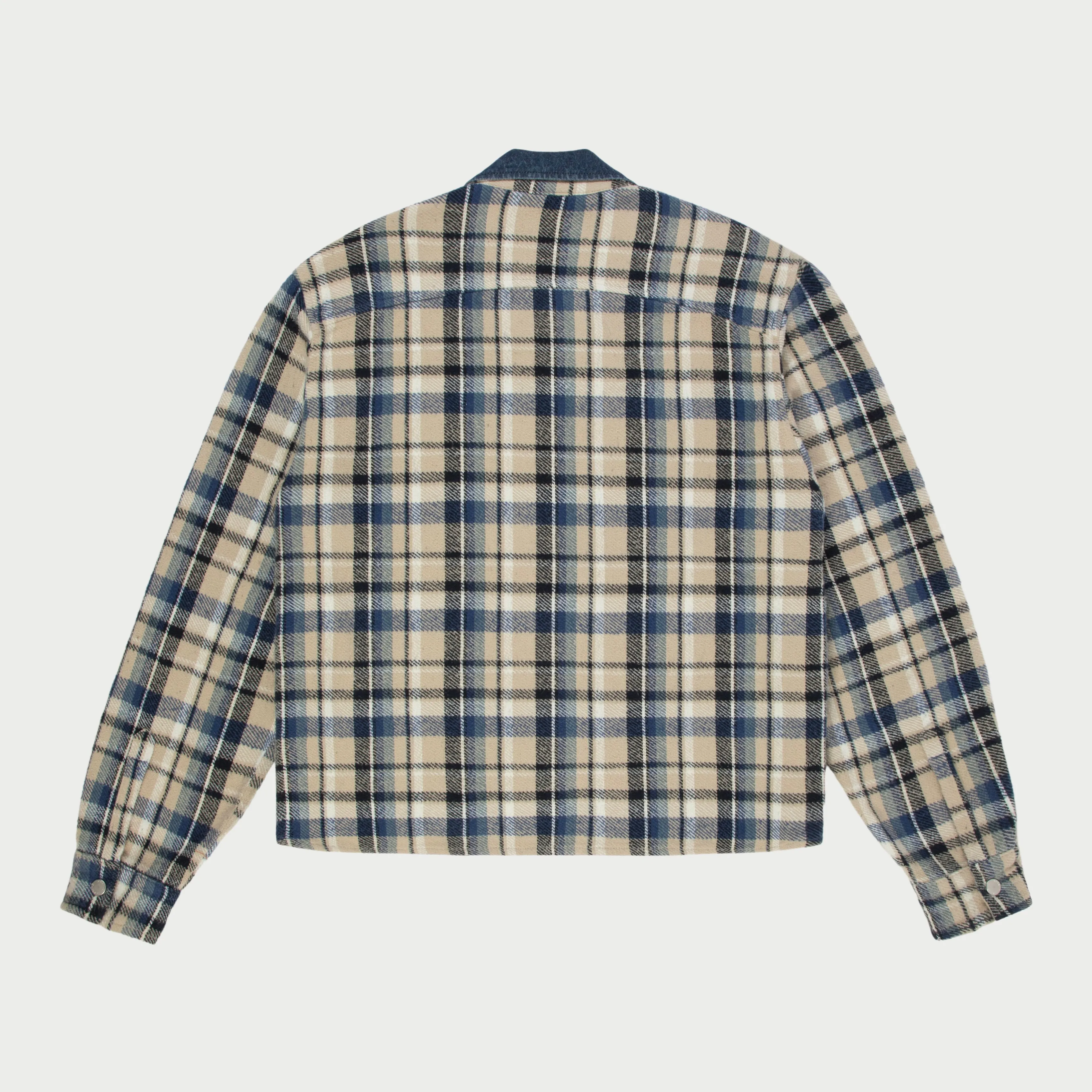 Plaid Zip Shirt Jacket (Beige)