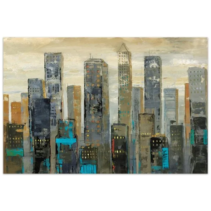 "Urban Lights I" Frameless Free Floating Tempered Art Glass Wall Art