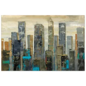 "Urban Lights I" Frameless Free Floating Tempered Art Glass Wall Art