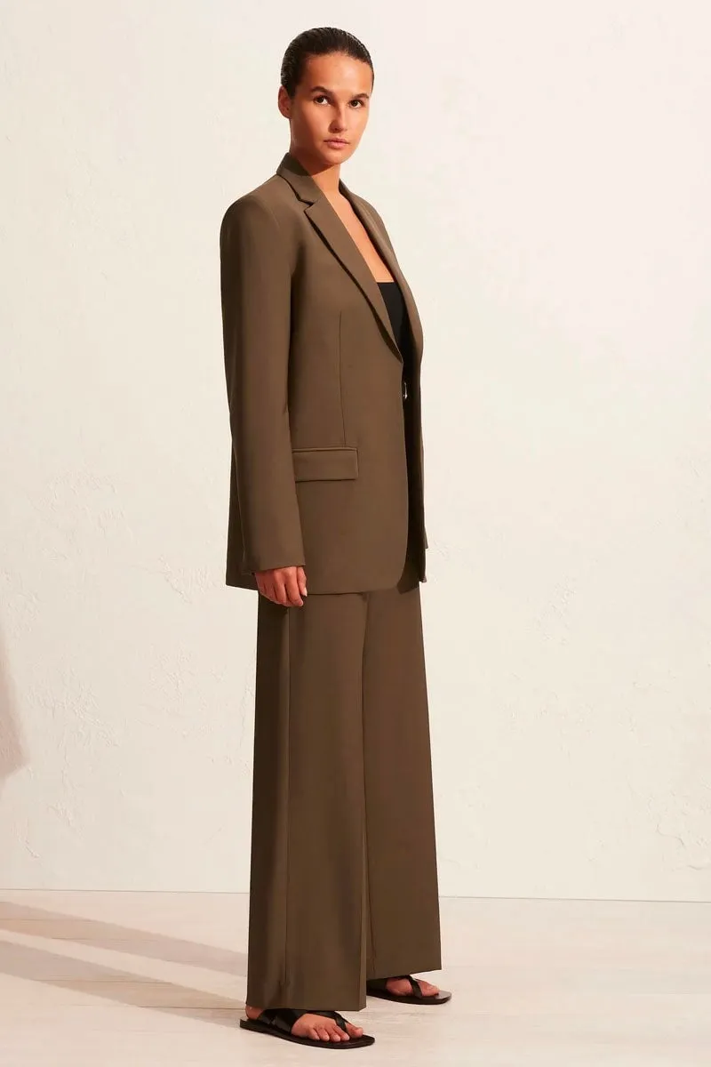 RELAXED TAILORED BLAZER-COFFEE