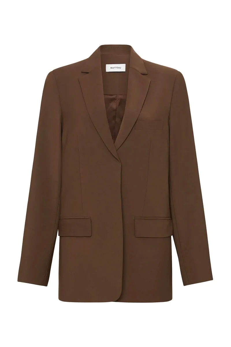 RELAXED TAILORED BLAZER-COFFEE