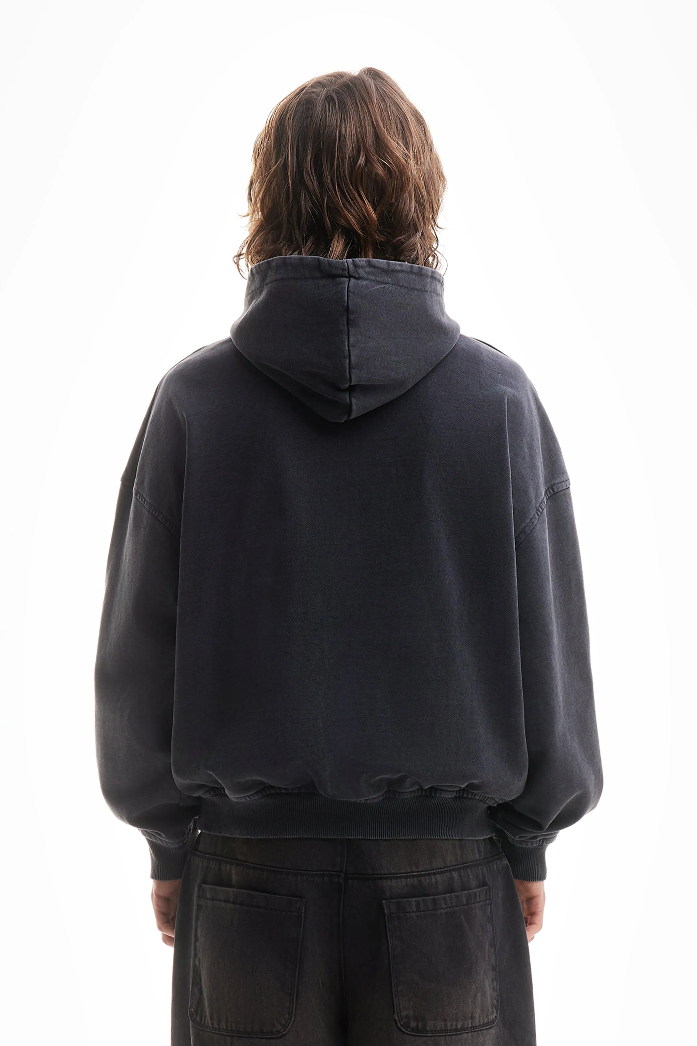 SHARP BLACK WASHED HOODIE