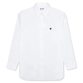 Small Black Heart Button Down - White