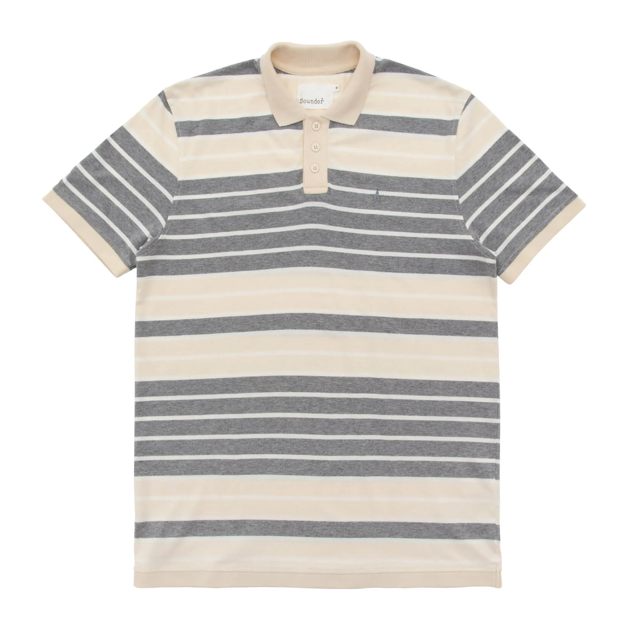 SOUNDER GOLF PLAY WELL POLO - MID GREY/ NATURAL