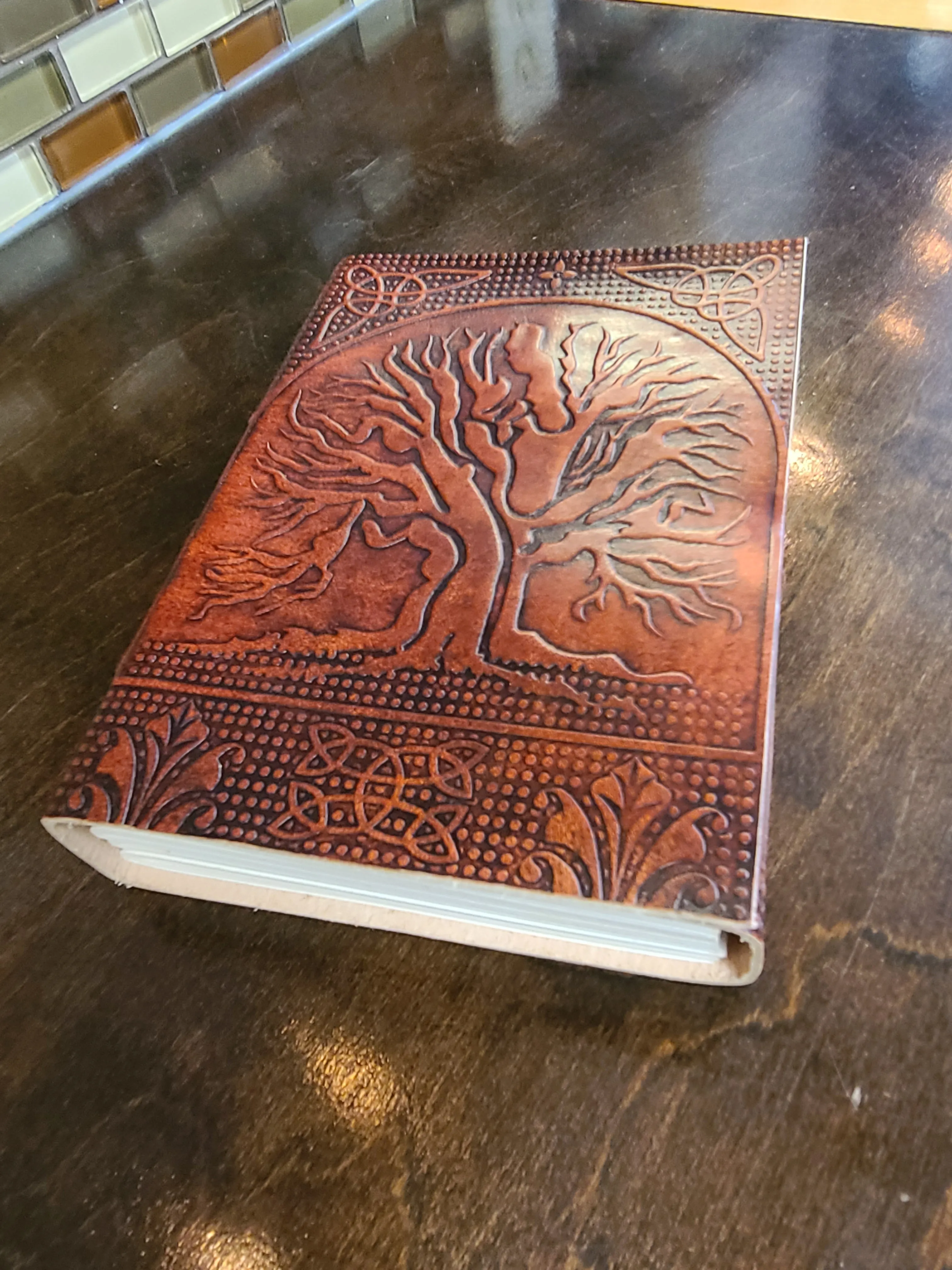 Tree Of Life Red Leather Writing Journal