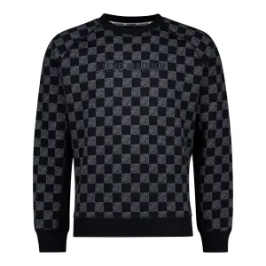 TUMELO BLACK PRINTED CREW NECK FLEECE SWEAT